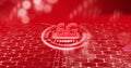 6G 3d rendering wireless network and big data concept on red hexagon background.Shiny 6G New generation