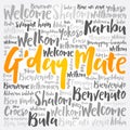 G\'day Mate (Welcome in Australian) word cloud concept