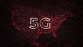 5G Digital Mobile Network Technology Typography on Red American Map Royalty Free Stock Photo