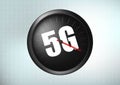 5G evolution wireless network speed concept, speedometer . internet wifi connection. Fifth innovative generation of the global