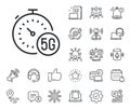 5g fast internet line icon. Wireless technology sign. Place location, technology and smart speaker. Vector Royalty Free Stock Photo