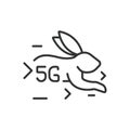 5G fast speed rabbit icon line design. 5g, fast, speed, rabbit, icon, mobile, technology vector illustration. 5G fast
