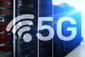 5G Fast Wireless internet connection Communication Mobile Technology concept Royalty Free Stock Photo