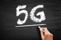 5G - fifth generation of wireless communications text, technology concept on blackboard Royalty Free Stock Photo