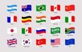 G20 flag vector illustration. USA ,Canada, France, Germany, Italy, Japan, UK, EU, China. Official national symbols with Royalty Free Stock Photo