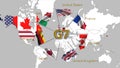 G7 Flags, the group of the seven major economically advanced states