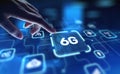 6G Future Connectivity Solutions, projection on a virtual screen, Business and Technology Concept Royalty Free Stock Photo