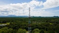 4g and 5g cellular telecommunication towers with landscape scenery of forest Royalty Free Stock Photo