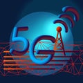 5G high speed network wireless internet icon. Mobile communication technology. Fast wifi connection. 3D effect vector illustration Royalty Free Stock Photo