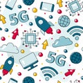 5G and high-speed Wi-Fi internet vector seamless pattern Royalty Free Stock Photo