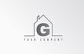 G home alphabet icon logo letter design. House for a real estate company. Business identity with thin line contour