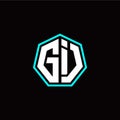 G I initials modern polygon logo template
