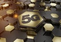 5G icon concept engraved on gold hexagonal pedestral background. Wireless technology logo glowing on abstract digital surface. 3d Royalty Free Stock Photo