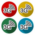 3G icons set with long shadow Royalty Free Stock Photo