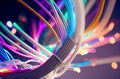 5G internet and big binary data transferred along fibre optic cables connecting business illustration made generative AI