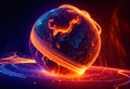 5G internet, big data flying around the planet connecting business illustration made with generative AI