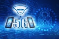 5G internet Connection Concept, Internet Communication Concept. 3d rendering Royalty Free Stock Photo