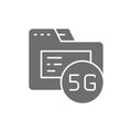 5G internet database grey icon. Isolated on white background Royalty Free Stock Photo