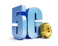 5G internet golden gears 3D illustration, 3D rendering