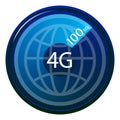 4G internet speed logo, blue on a transparent background, modern technology