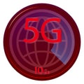 5G internet speed logo, red on a transparent background, modern technology