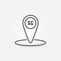 5G internet technology location mark outline vector icon