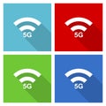 5G internet wireless communication, network icon set, flat design vector illustration in eps 10 for webdesign and mobile Royalty Free Stock Photo