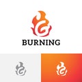 G Letter Burning Hot Flame Fire Gas Danger Logo