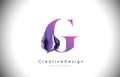 G Letter Design Brush Paint Stroke. Purple g Letter Logo Icon with Violet Paintbrush