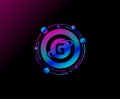 G Letter Design. Modern ring planet with line of orbit. Colorful abstract geometry planet logo