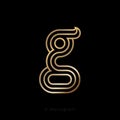 G Letter. Gold G Monogram Consist Of Thin Lines, Isolated On A Dark Background.
