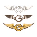 G Letter Golden Eagle Falcon Wings Elegant Emblem