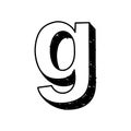 G letter hand-drawn symbol. Vector illustration of a small English letter g. Hand-drawn black and white Roman alphabet