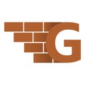 G letter Logo, brick wall logo design with place for your data.