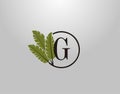 G Letter Logo Circle Nature Leaf, vector logo design concept botanical floral leaf with initial letter logo icon for nature Royalty Free Stock Photo
