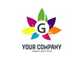 G letter logo with flower in rainbow colors