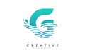 G Letter Logo with Waves and Water Drops Design