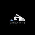 G Letter Negative Space Logo, Creative Geometrical Logo Design Template