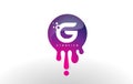 G Letter Splash Logo. Purple Dots and Bubbles Letter Design
