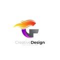 G logo, letter G logo and fire design combination, Royalty Free Stock Photo