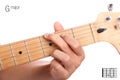 G major guitar chord tutorial Royalty Free Stock Photo