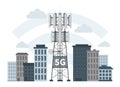 5G mast base stations in innovative smart city
