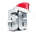 5G metal sign Santa Hat, 5G cellular high speed data wireless connection.