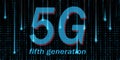 5g mobile networking, big data binary code flow numbers Royalty Free Stock Photo