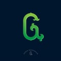 G monogram. Green gradient G letters initial. Vintage initial.