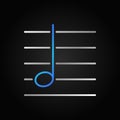 G Music note linear colored vector icon or symbol