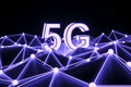 5G neon concept self illumination background 3D Royalty Free Stock Photo