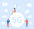 5g network connection concept. People and smart telecommunications, modern telecom technology. Wireless internet, recent Royalty Free Stock Photo