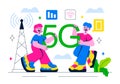 5G Network Connectivity Wireless Technology Vector Illustration Featuring Transmitter Tower Providing High-Speed Mobile Internet Royalty Free Stock Photo