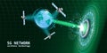 5G Network global internet technology futuristic portal, hologram, high speed data transmission satellite